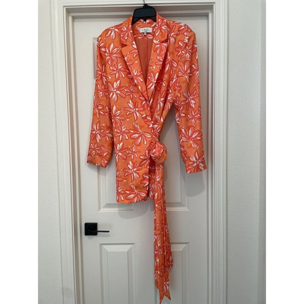 L'Academie The Bianca Dress In Orange. Size Large